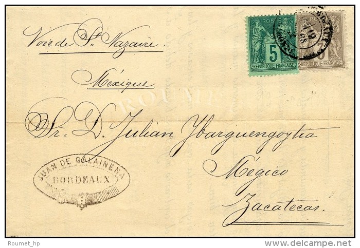 C&agrave;d BORDEAUX / GIRONDE / N&deg; 75 + 87 Sur Imprim&eacute; Par Voie De Mer Pour Zacatecas. 1881. - TB / SUP.... - Autres & Non Classés