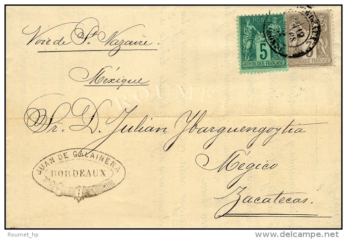 C&agrave;d BORDEAUX / GIRONDE / N&deg; 75 + 87 Sur Imprim&eacute; Par Voie De Mer Pour Zacatecas. 1881. - TB / SUP.... - Andere & Zonder Classificatie