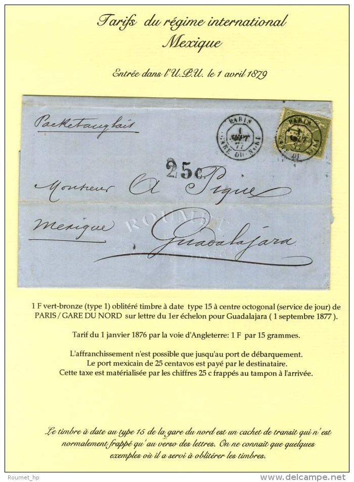 C&agrave;d PARIS / GARE DU NORD (centre Octogonal Du Service De Jour) / N&deg; 72 Sur Lettre Pour Guadalajara, Taxe... - Other & Unclassified
