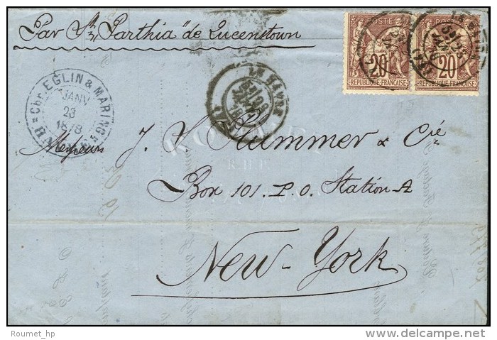 C&agrave;d T 17 LE HAVRE (74) / N&deg; 67 Paire Sur Lettre Pour New-York. 1878. - TB. - R. - Autres & Non Classés