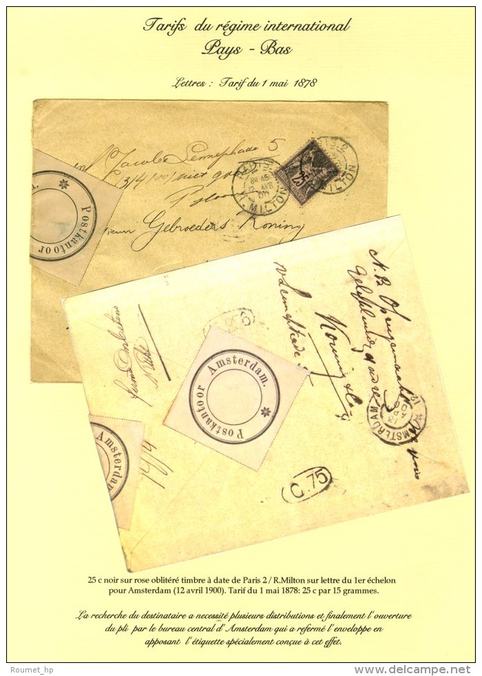 C&agrave;d PARIS 2 / R. MILTON / N&deg; 97 Sur Lettre Pour Amsterdam. Au Verso, &eacute;tiquette POSTKANTOOR... - Sonstige & Ohne Zuordnung