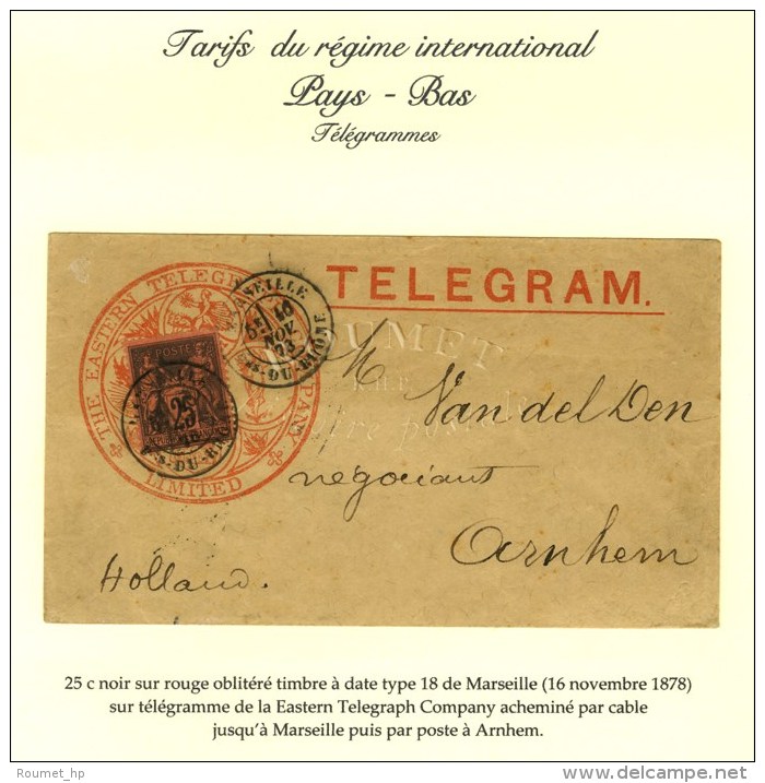 C&agrave;d MARSEILLE / Bes DU RHONE / N&deg; 91 Sur T&eacute;l&eacute;gramme De La Eastern Telegraph Company... - Andere & Zonder Classificatie