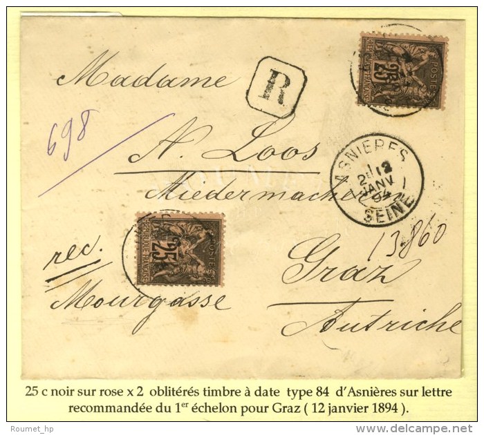 C&agrave;d ASNIERES / SEINE / N&deg; 97 (2) Sur Lettre Recommand&eacute;e Pour Graz (Autriche). 1894. - SUP. - Other & Unclassified