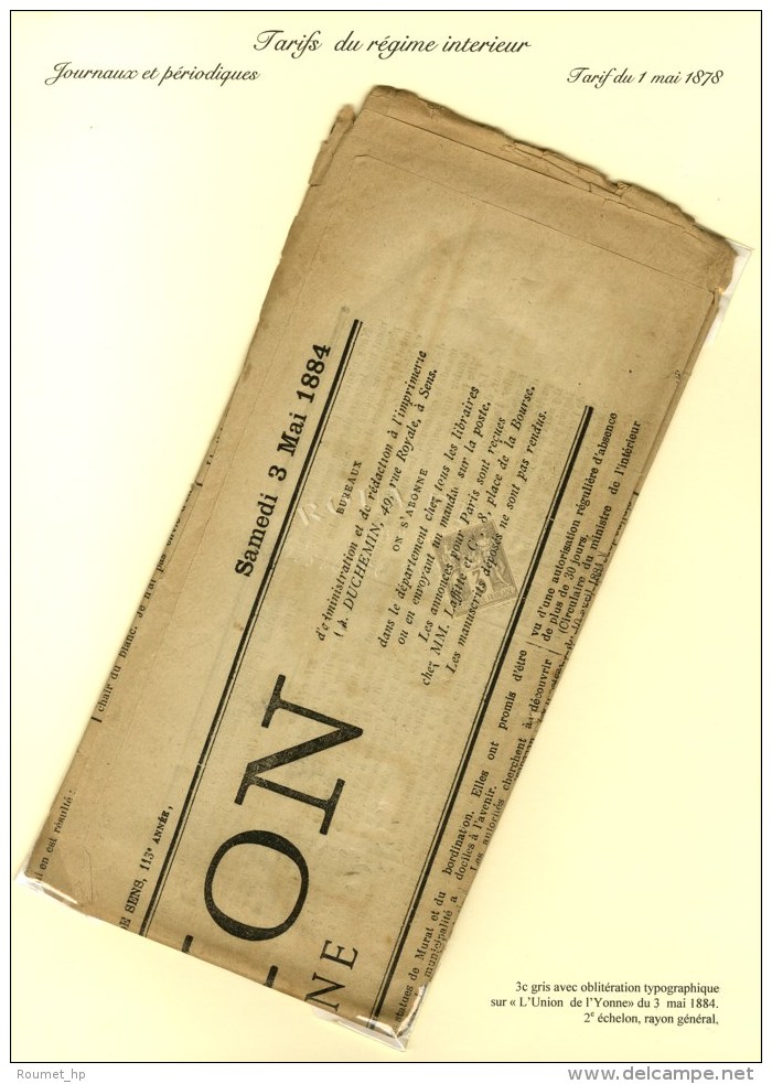Oblit&eacute;ration Typo / N&deg; 87 Sur Journal Entier ' L'Union De L'Yonne ' Au 2&egrave;me &eacute;chelon, Rayon... - 1876-1878 Sage (Typ I)