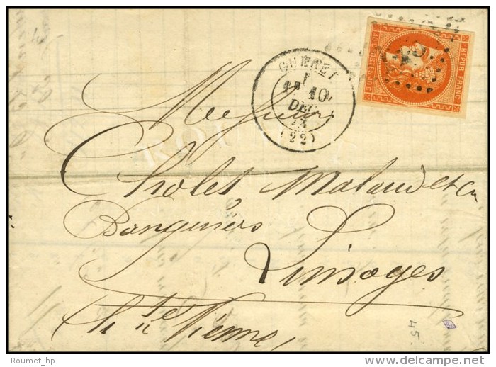 GC 1733 / N&deg; 48 Orange Vif, Belles Marges C&agrave;d T 17 GUERET (22). 1872. - TB / SUP. - 1870 Bordeaux Printing