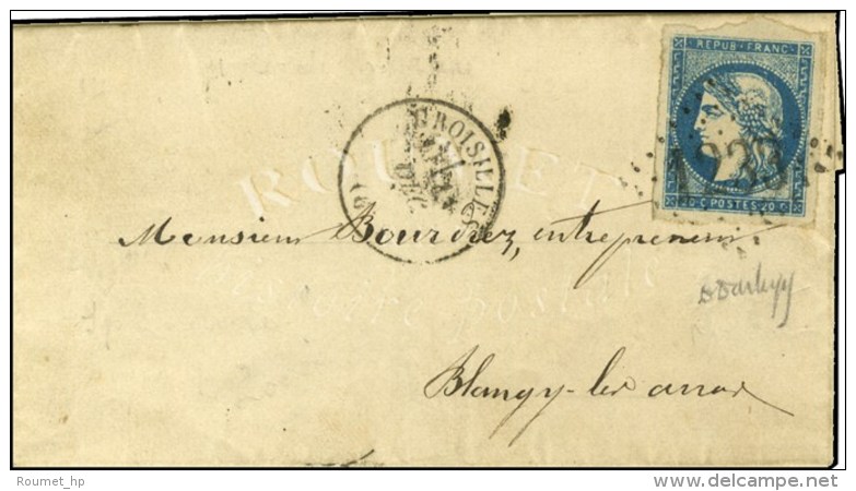 GC 1233 / N&deg; 44 Bleu Fonc&eacute;, Superbes Marges C&agrave;d T 16 CROISILLES (61). 1870. - TB / SUP. - R. - 1870 Ausgabe Bordeaux