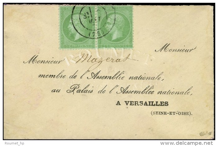 C&agrave;d / N&deg; 35 Paire Sur Lettre Adress&eacute;e Au Palais De L'Assembl&eacute;e Nationale &agrave;... - 1863-1870 Napoléon III. Laure