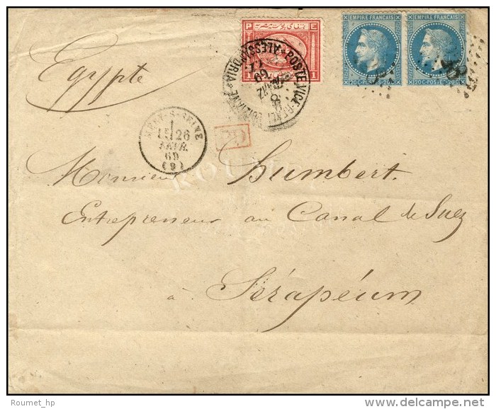 GC 2328 / N&deg; 29 (2) C&agrave;d T 16 MERY-S-SEINE (9) Sur Lettre En Affranchissement Mixte Pour S&eacute;rapeum,... - 1863-1870 Napoléon III. Laure