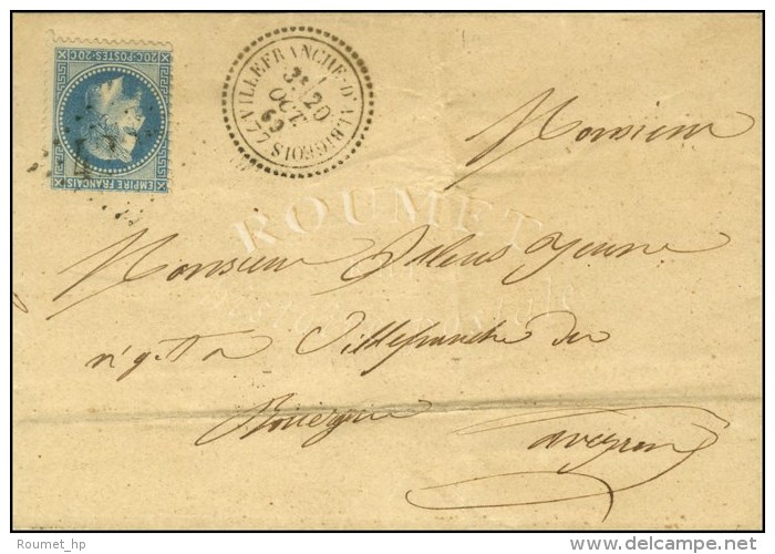 GC 4237 / N&deg; 29 C&agrave;d T 23 VILLEFRANCHE D'ALBIGEOIS (77). 1869. - TB / SUP. - R. - 1863-1870 Napoleon III With Laurels