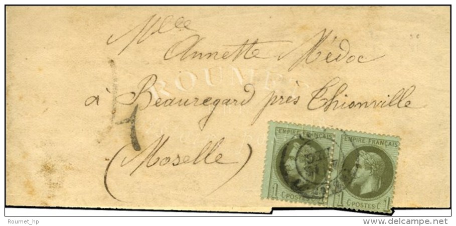C&agrave;d T 17 TOULOUSE (30) / N&deg; 25 Paire Sur Bande D'imprim&eacute; Pour Thionville (Moselle), Au Recto Taxe... - 1863-1870 Napoleon III With Laurels