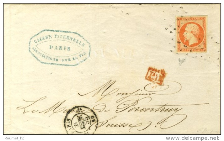 Rouleau De Gros Points / N&deg; 16 C&agrave;d PARIS 60 Sur Lettre Pour La Suisse. 1855. - TB. - 1853-1860 Napoléon III