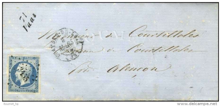 PC 3455 / N&deg; 14 Belles Marges C&agrave;d T 15 CHATEAU-DU-LOIR (71) Cursive 71 / Vass Sur Lettre Avec Texte Pour... - 1853-1860 Napoleon III