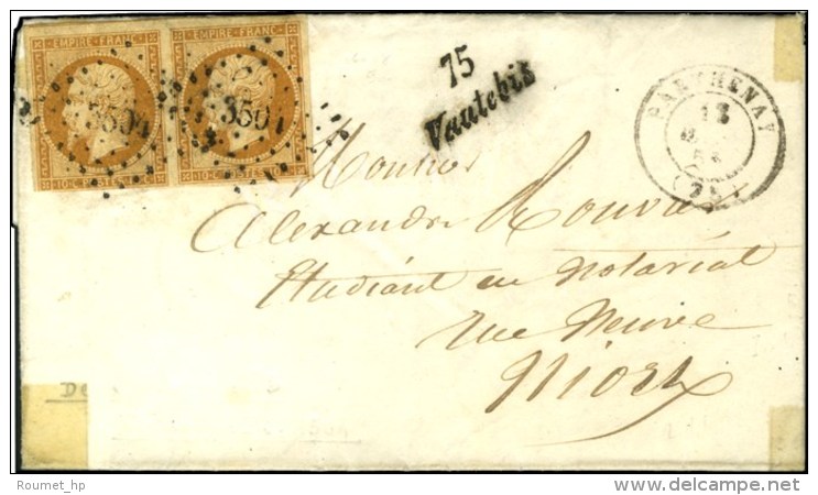 PC 3504 / N&deg; 13 Paire (1 Ex Filet Effleur&eacute;) C&agrave;d T 15 PARTHENAY (75) Cursive 75 / Vautebis. 1853.... - 1853-1860 Napoléon III.