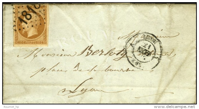 Essai De GC 1818 B&acirc;ton / N&deg; 13 Type 2, C&agrave;d A LYON A (68) 21 FEVR. 62 Sur Lettre Locale.... - 1853-1860 Napoleon III