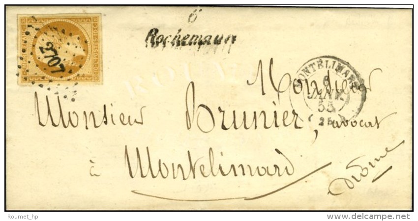 PC 2707 / N&deg; 13 Belles Marges C&agrave;d T 15 MONTELIMAR (25) Cursive 6 Rochemaure Sur Lettre Avec Texte Locale... - 1853-1860 Napoléon III