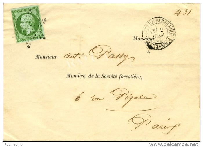 Etoile / N&deg; 12 C&agrave;d LETTRE AFFie DE PARIS POUR PARIS Sur Lettre Locale. 1855. - TB / SUP. - 1853-1860 Napoleon III