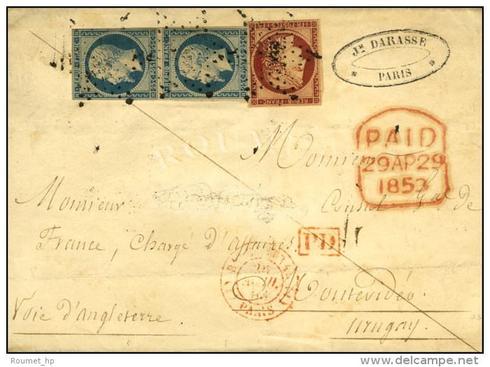 Etoile / N&deg; 6 + 10 Paire C&agrave;d Rouge (1) Bau CENTRAL (1) / PARIS 26 AVRIL 53 Sur Lettre Adress&eacute;e... - 1849-1850 Ceres