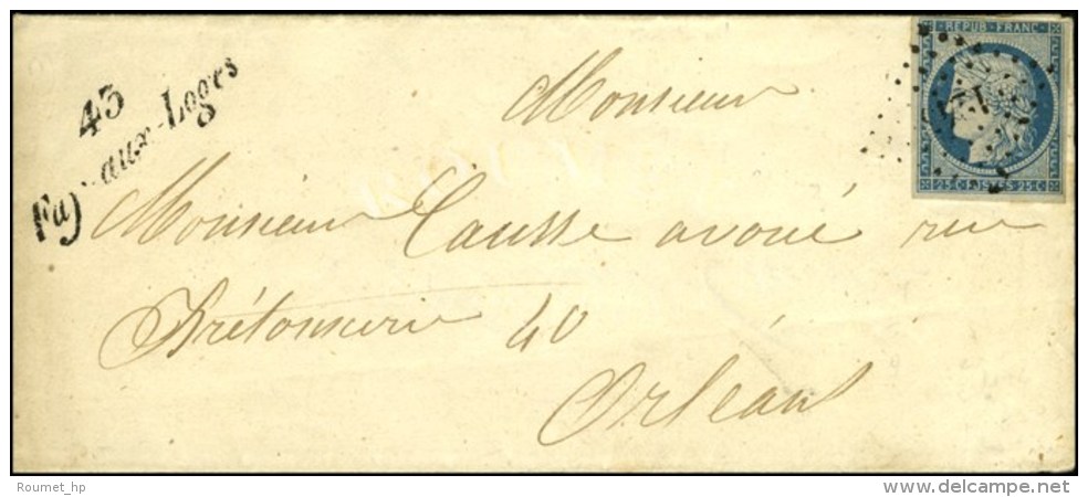 PC 1245 / N&deg; 4 (pd) Cursive 43 / Fay-aux-Loges Sur Lettre Avec Texte En Liaison Directe Avec Orl&eacute;ans.... - 1849-1850 Cérès