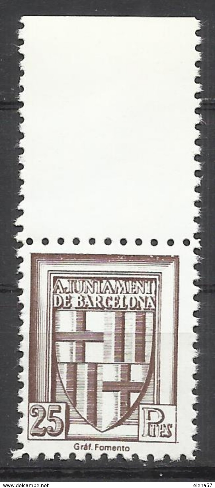 5234-sello Local Barcelona Prueba 25 Pesetas.essay Proof Ensayos,nuevos **. Barcelona Local Labels Pesetas .essay - Barcelona