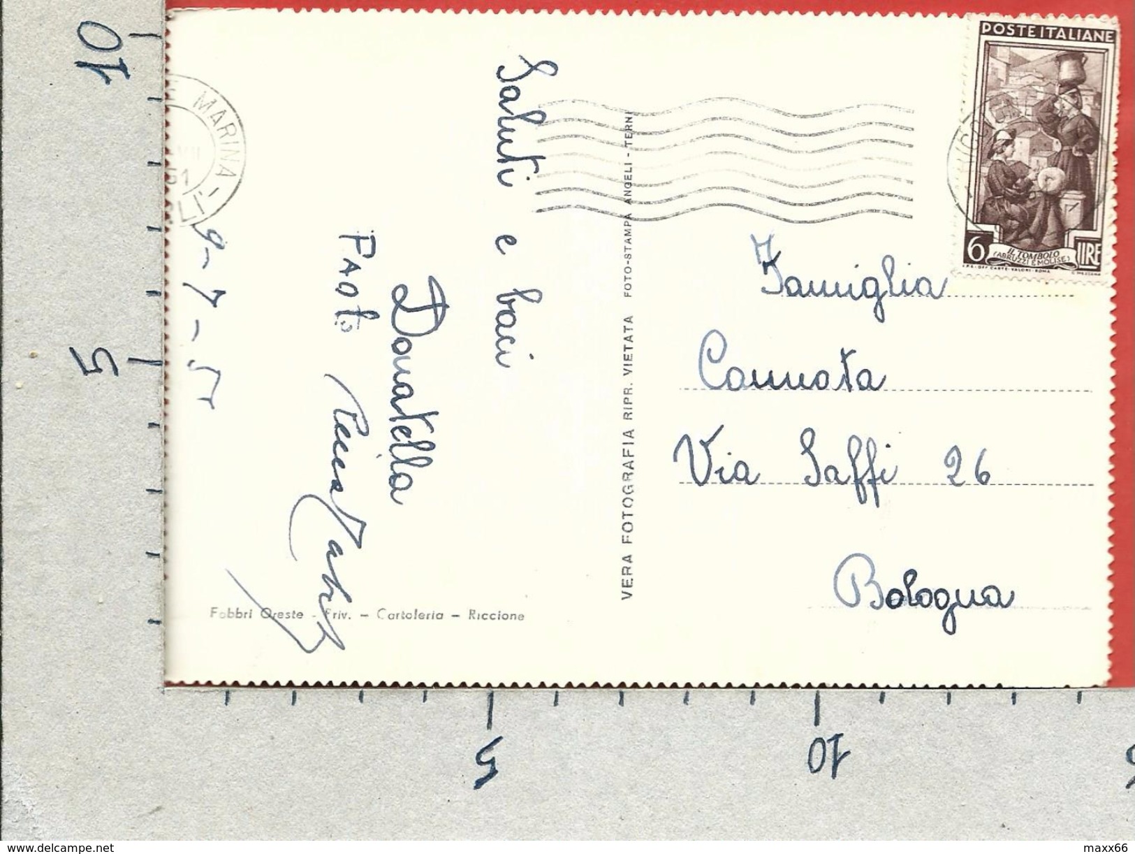 CARTOLINA VG ITALIA - RICCIONE (RN) - Lungomare - 10 X 15 - ANN. 1951 - Rimini