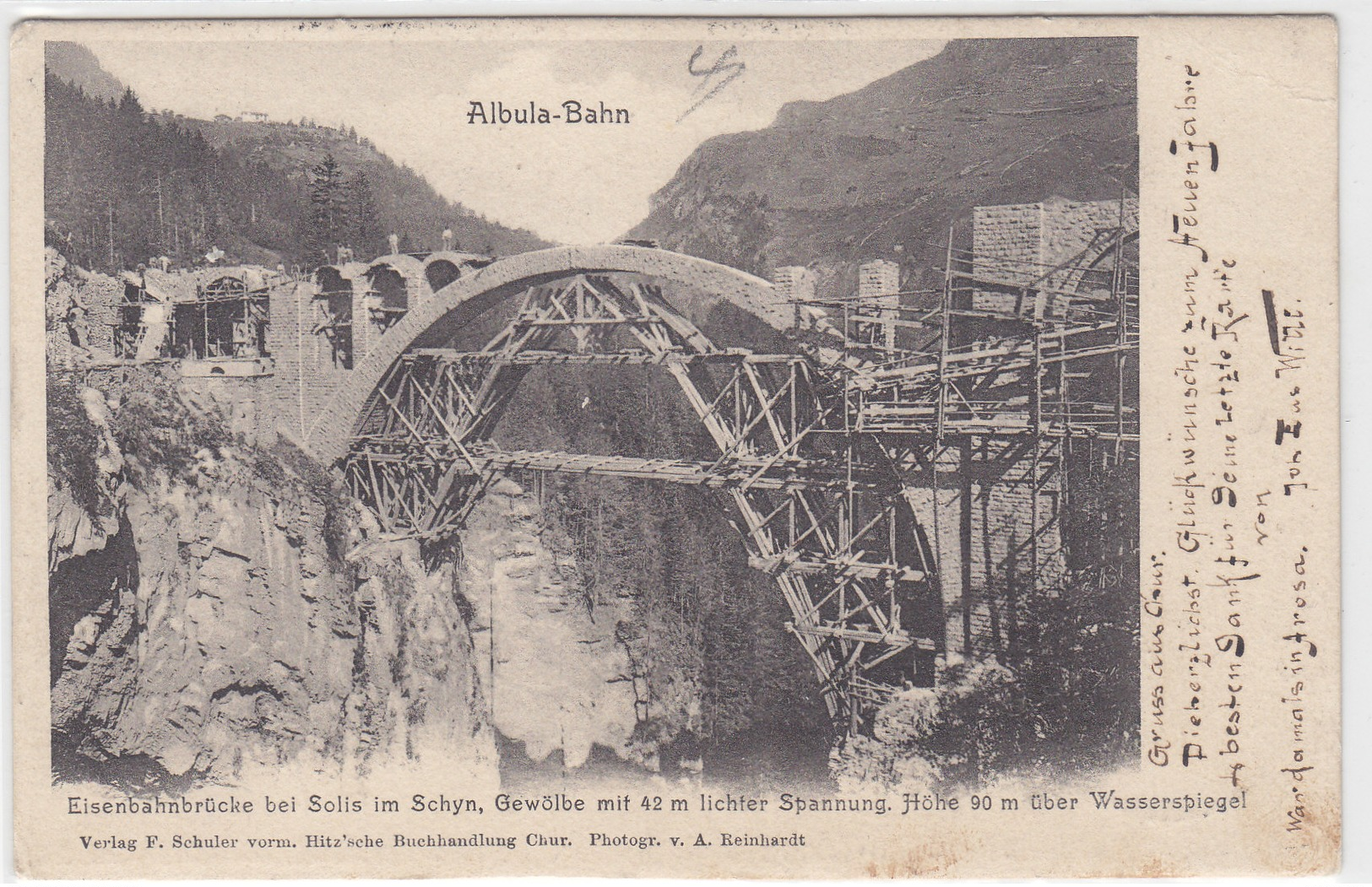 Albula-Bahn - Bau Der Eisenbahnbrücke Bei Solis - 1902       (P-52-10421) - Kunstbauten