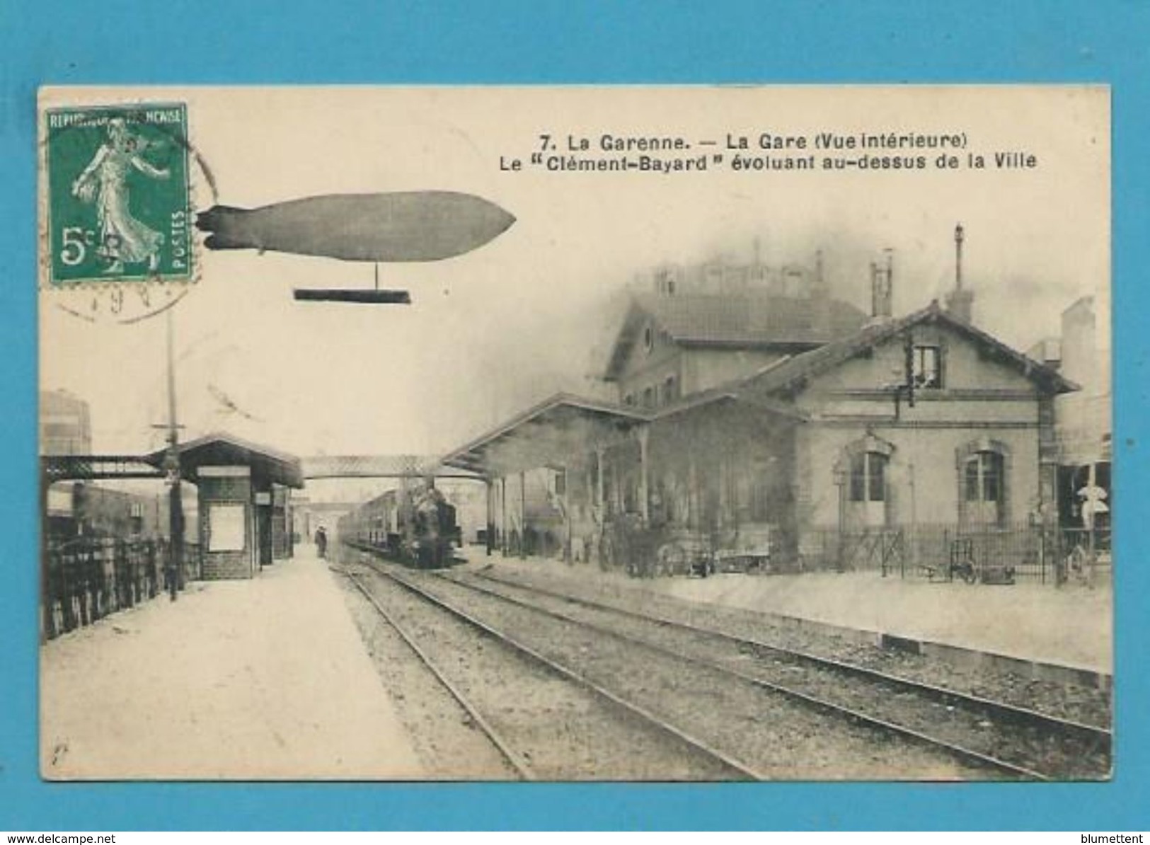 CPA 7  - Chemin De Fer Le "Clément Bayard" Aéronef Arrivée D'un Train En Gare LA GARENNE 92 - La Garenne Colombes