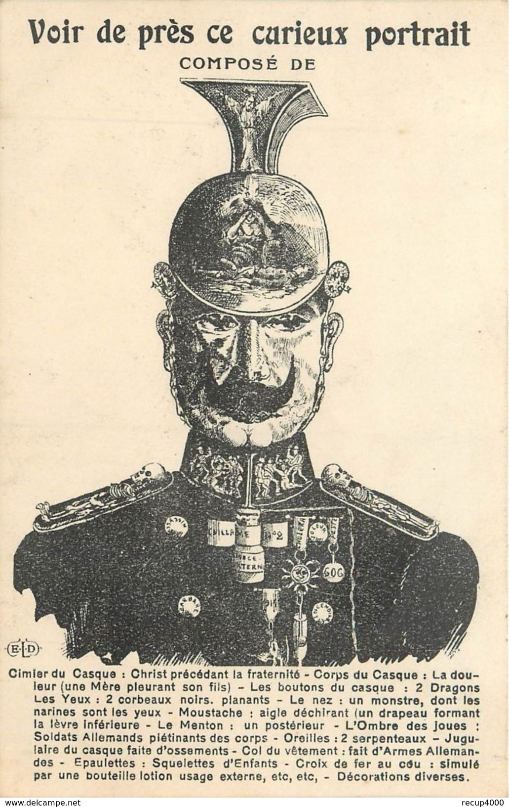 MILITARIA Guerre 1914.18 Caricature Anti Allemande Anti Kaiser 2 Scans - Guerre 1914-18