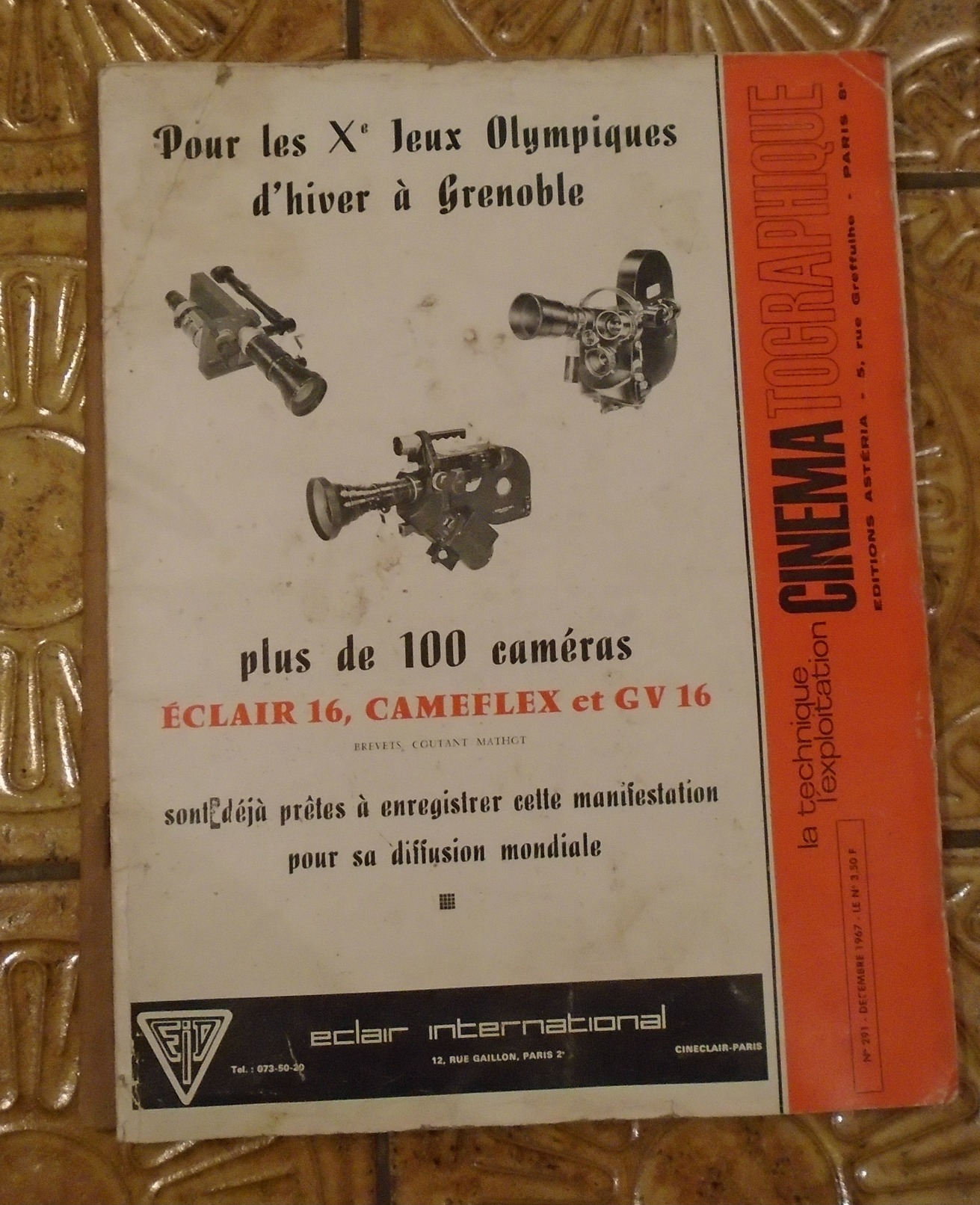 Catalogue "Pour Les X°Jeux Olympiques D'hiver à Grenoble - Plus De 100 Caméras - Eclair 16, Cameflex Et GV 16 - Werbung