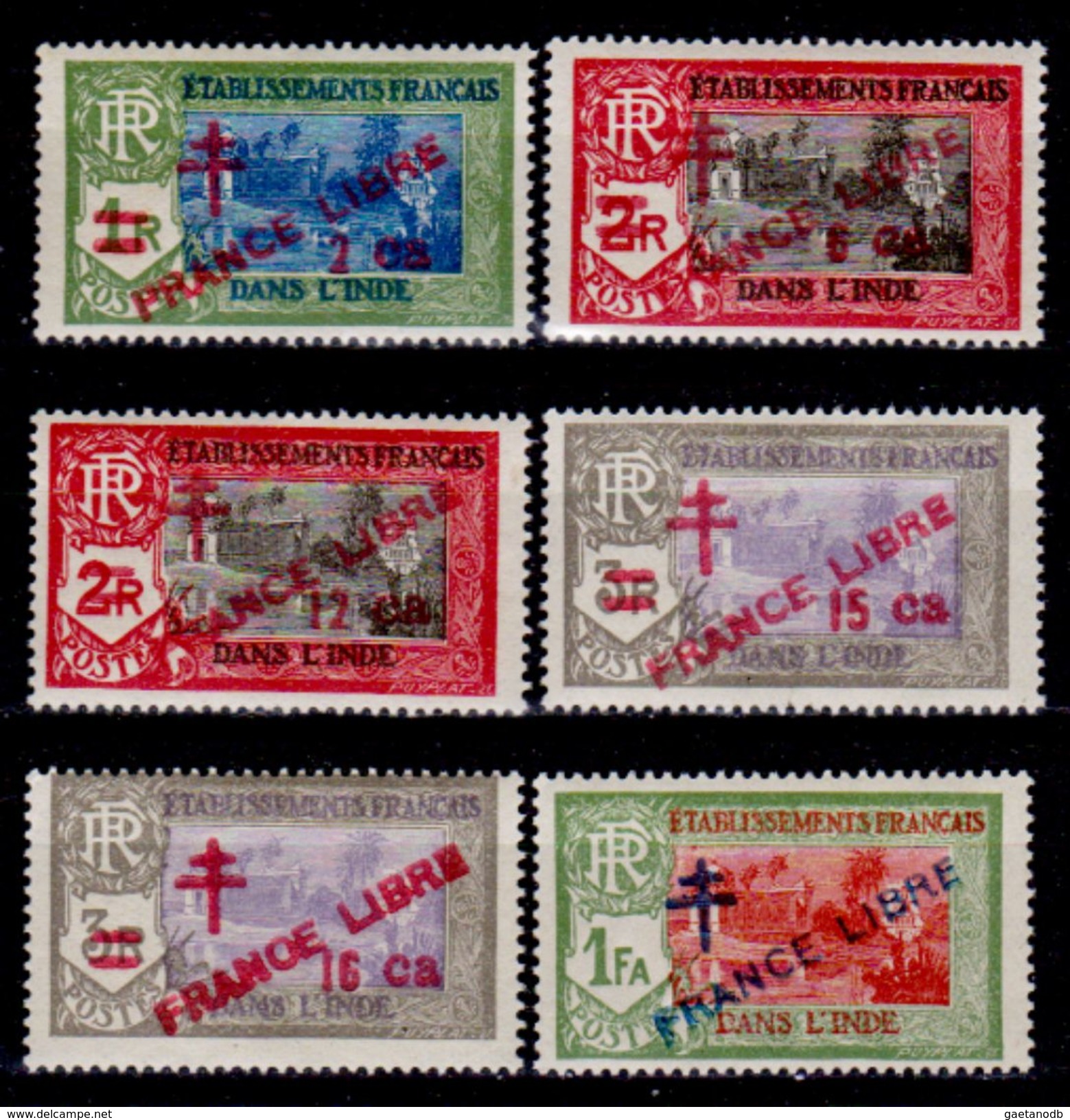 India-Francese-0012 - Emissione 1941-1943 Soprastampati "FRANCE LIBRE" (++) MNH - Privi Di Difetti Occulti. - Unused Stamps