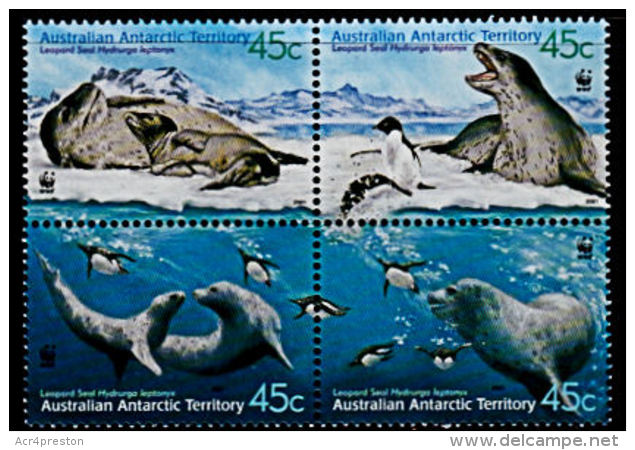 A5655 AUSTRALIAN ANTARCTIC TERRITORY 2001, SG 152-5 Endangered Species, Leopard Seals,  MNH - Unused Stamps