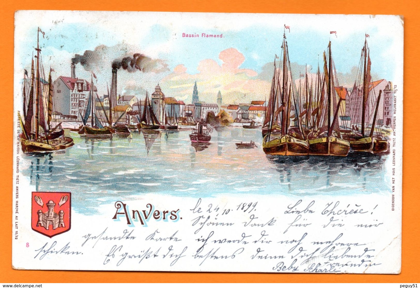 Anvers. Bassin Flamand. Blason. Anvers Schönfels / Mersch 1899 - Antwerpen