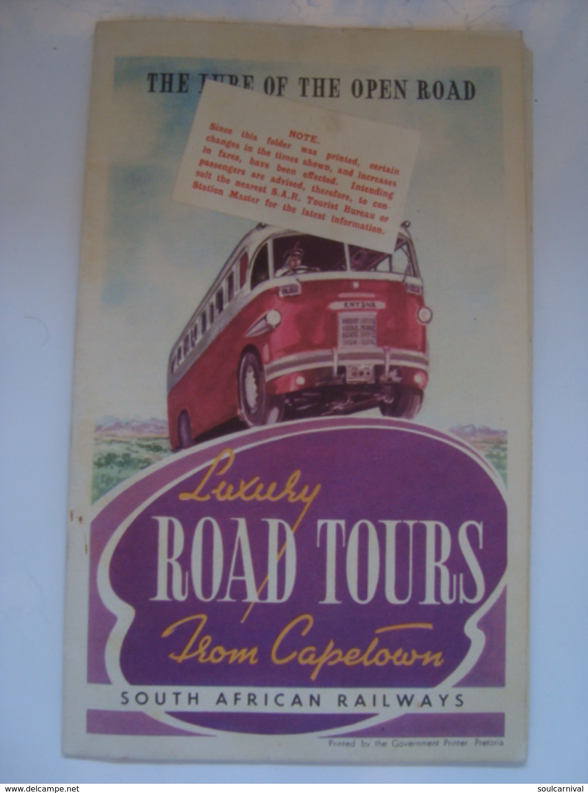 LUXURY ROAD TOURS FROM CAPETOWN - SOUTH AFRICA 50s SOUTH AFRICAN RAILWAYS. 16 PAGES. SOUTH AFRICAN POUNDS. - Autres & Non Classés