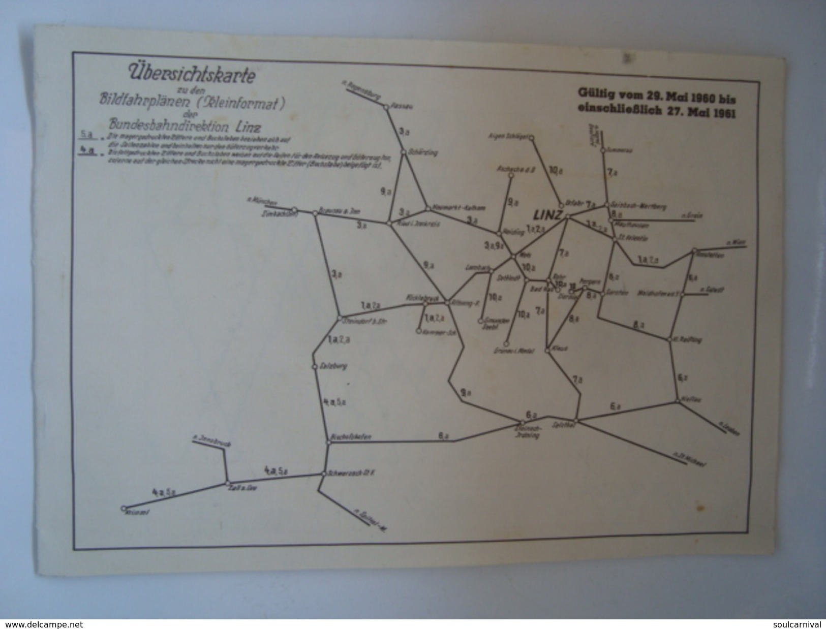 ÜBERSICHATSKARTE ZU DEN BILDFAHRPLÄNEN. KURSBUCH - AUSTRIA 1960 BUNDESBAHNDIREKTION LINZ. 10 PAGES BOOKLET. - Eisenbahnverkehr