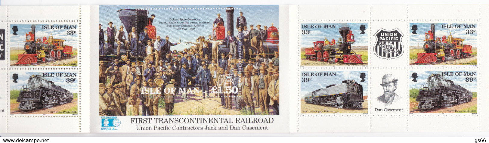 Man, 1992, 512/16, Union Pacific Railroad. Booklet 28, MNH ** - Isla De Man