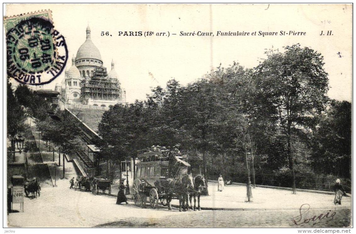 PARIS ,SACRE COEUR ,FUNICULAIRE ,SQUARE ST PIERRE ,OMNIBUS ,DETAILS A VOIR !!! ECHAFAUDAGE AU SACRE COEUR REF 52854 - Sacré Coeur