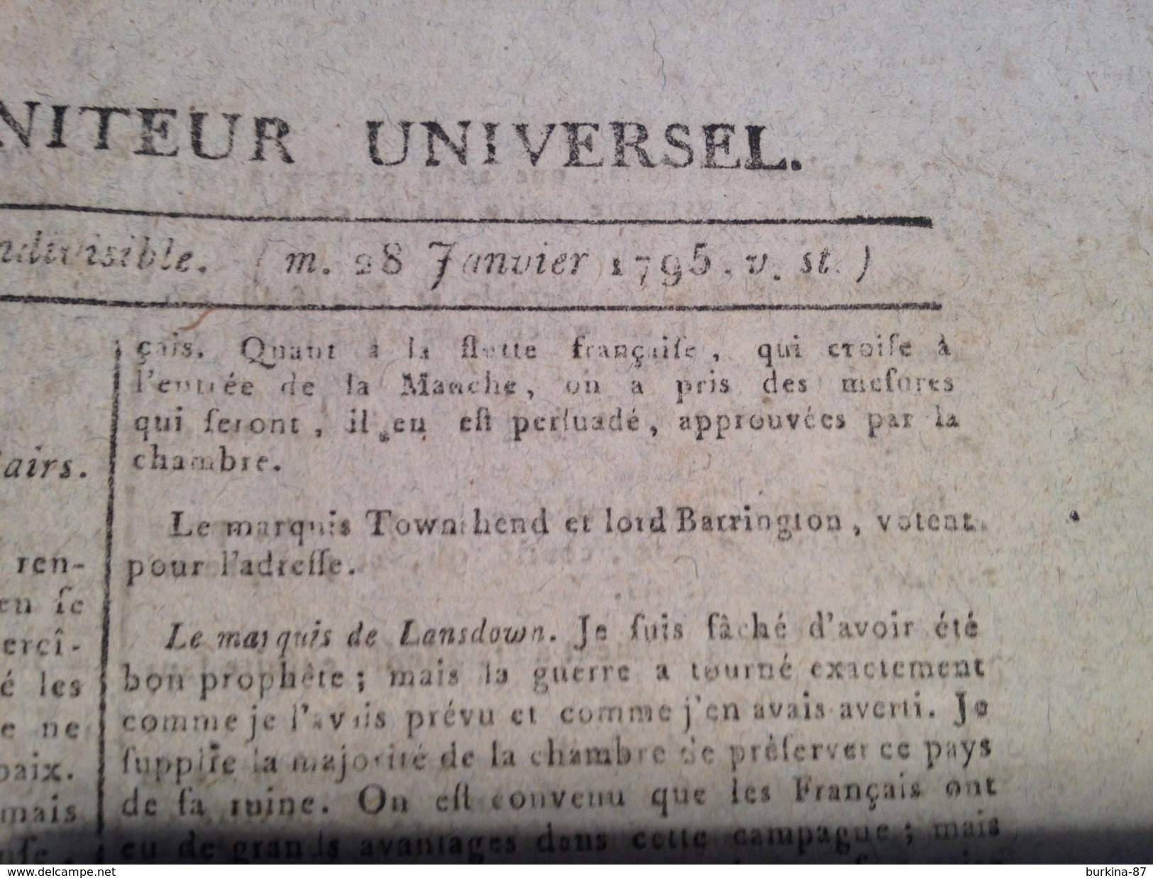 Gazette Nationale Ou Moniteur Universel  , 28 Janvier 1795 - Zeitungen - Vor 1800