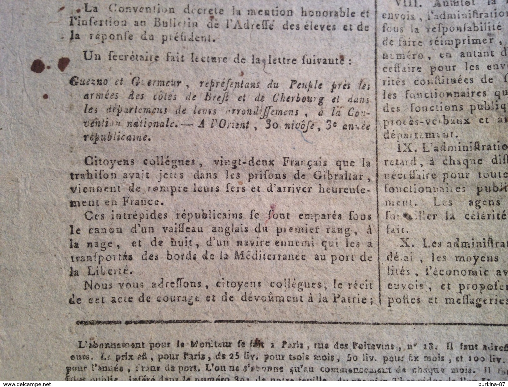Gazette Nationale ou moniteur universel  , 28 janvier 1795