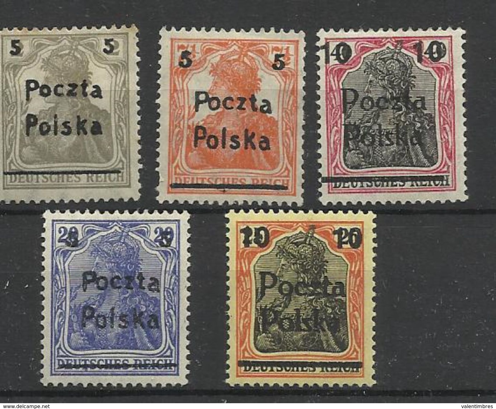 Pologne Poland  Timbres Neufs*  YT 56/60  Polen Polska - Nuovi