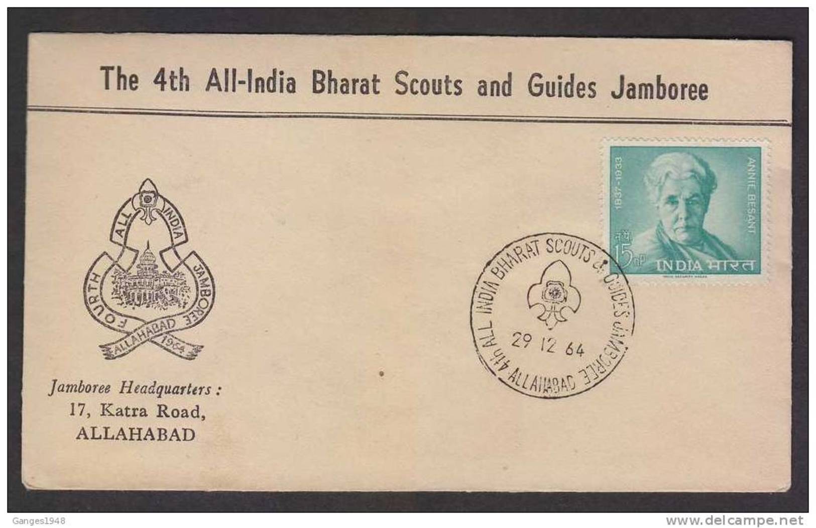 1964  4 Th All India Scouts Jumboree Headquarters Bharat Scouts And Guides Cover  Indien #21557 Inde India - Other & Unclassified