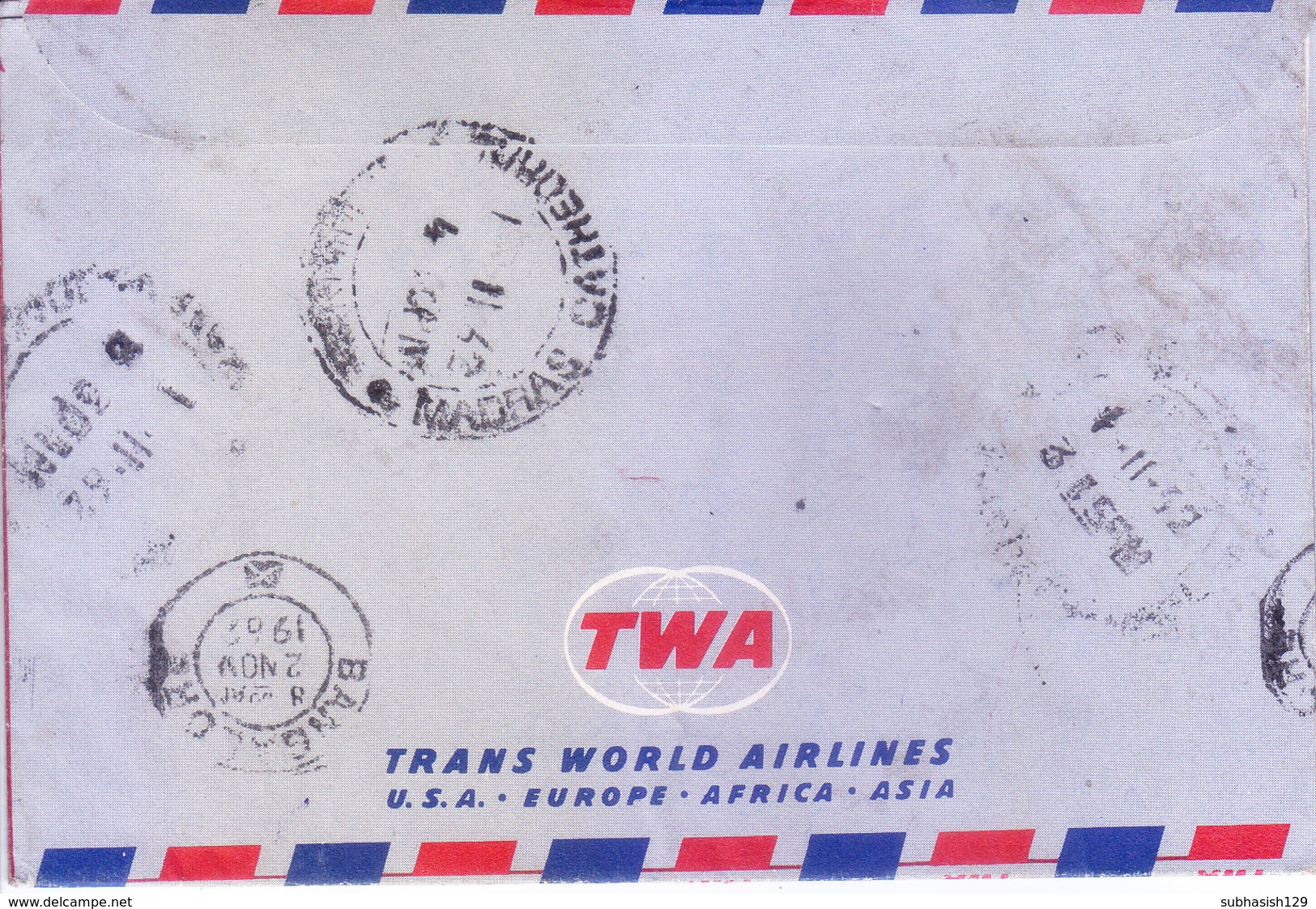 TRANS WORLD AIRLINES AEROGRAMME 1962 - BOOKED FROM BUNDES POST FOR MADRAS, INDIA - RETOUR TO BANGALORE - Brieven En Documenten