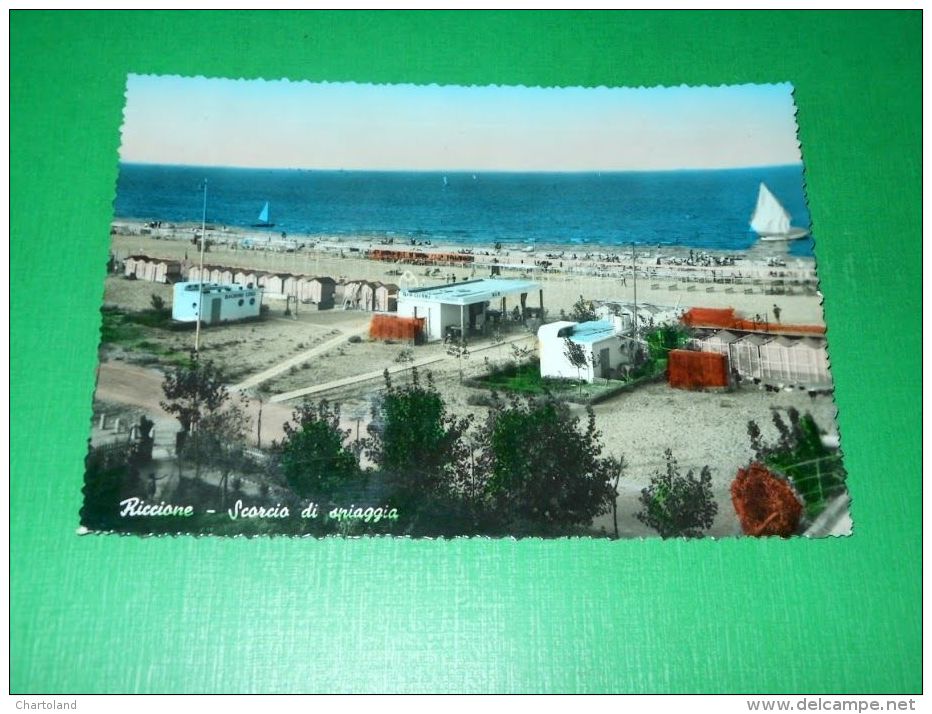 Cartolina Riccione - Scorcio Di Spiaggia 1957 - Rimini