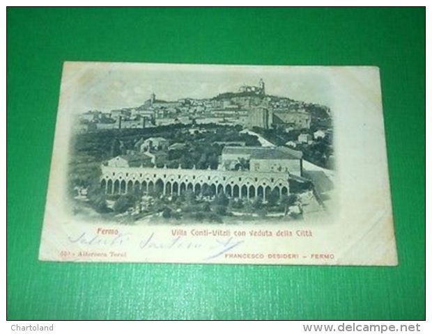 Cartolina Fermo - Villa Conti Vitali Con Veduta Della Città 1902 - Ascoli Piceno