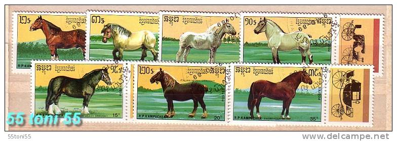 Kampuchea 1989 Horses 7v.- Used - Kampuchea