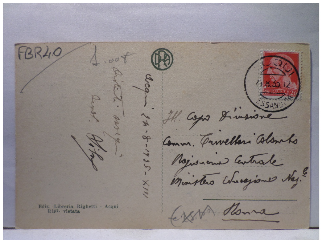 FBR,COLLEZIONE,ST.POSTALE,CARTOLINA POSTALE,EUROPA,ITALIA,PIEMONTE,ACQUI,AFFRANC.20C.ISOLATO,ANIMATA,PANORAMICA - Alessandria