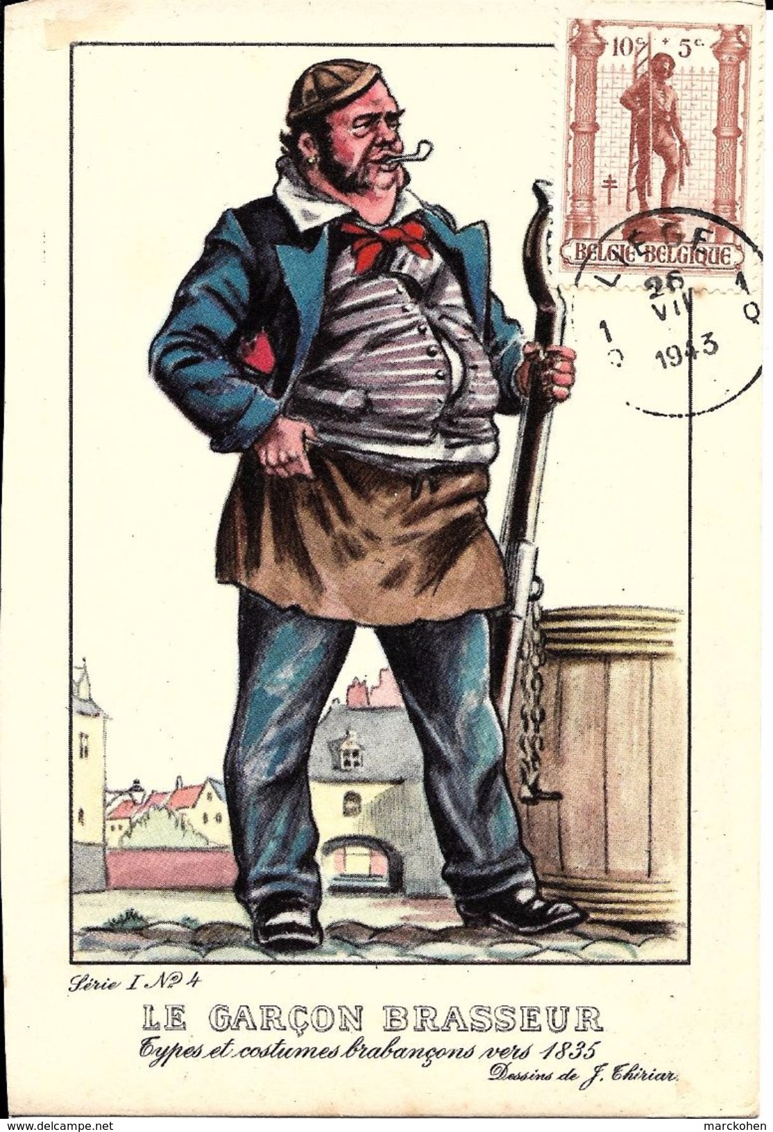 Types Et Costumes Brabançons Vers 1835, Dessins De James Thiriar : Le Garçon Brasseur. CPSM. - Loten, Series, Verzamelingen