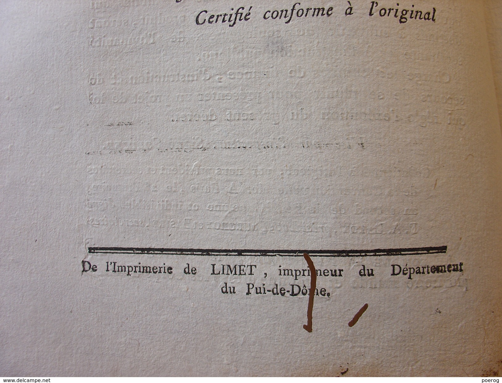 DECRET CONVENTION NATIONALE 15 NOVEMBRE 1793 - SEPARATION ETAT EGLISE - CLERMONT FERRAND IMPRIMERIE DELCROS - Gesetze & Erlasse