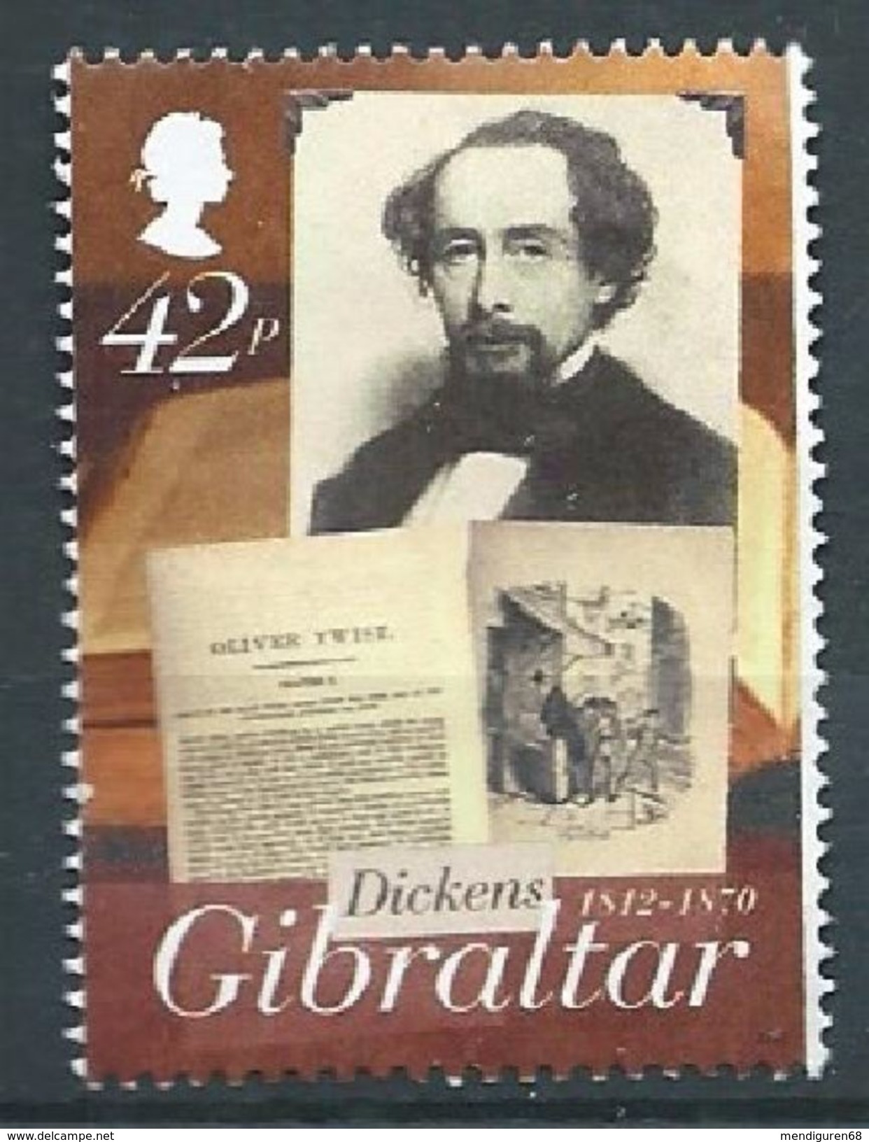 GIBRALTAR 2012 Charles Dickens 200 Aniversary USED NOT CANCEL - Gibraltar