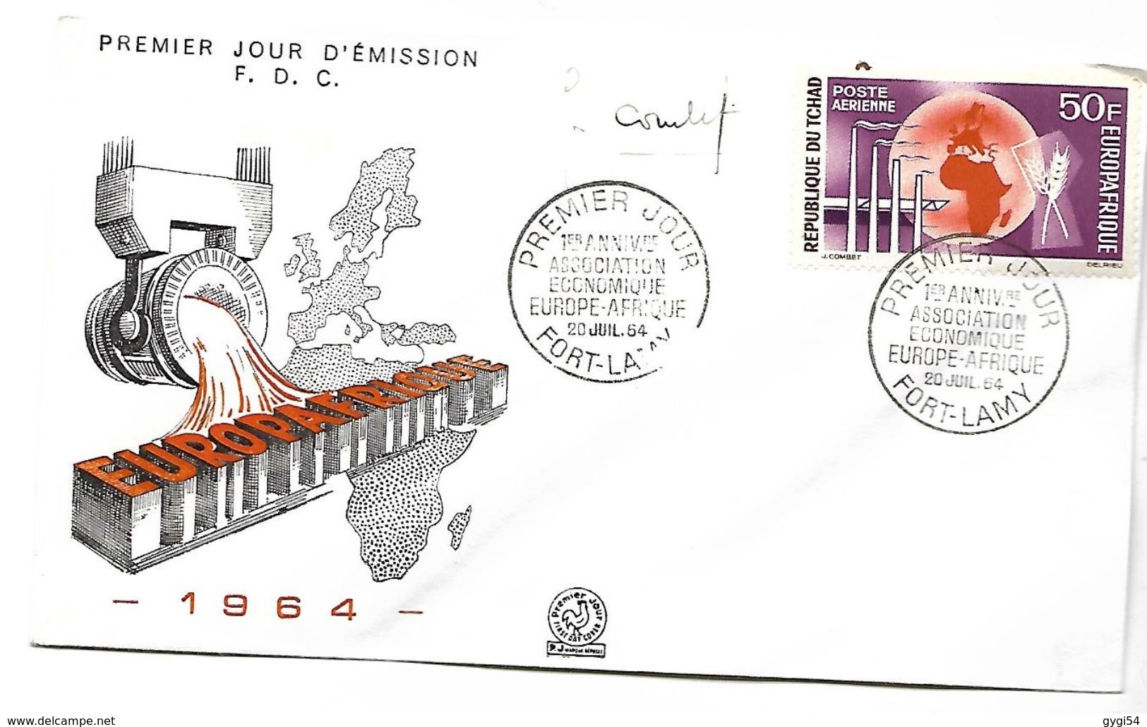 Tchad   1er Jour 1964  Association  Economique  Europe  -  Afriquesignature Du Graveur - Storia Postale