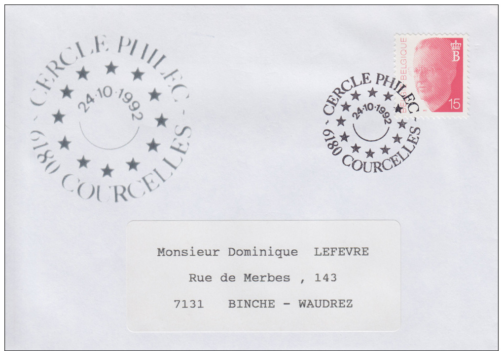 Enveloppe (1992-10-24, 6180 Courcelles) - Symbole De L'Europe Réunie - DL - Andere & Zonder Classificatie