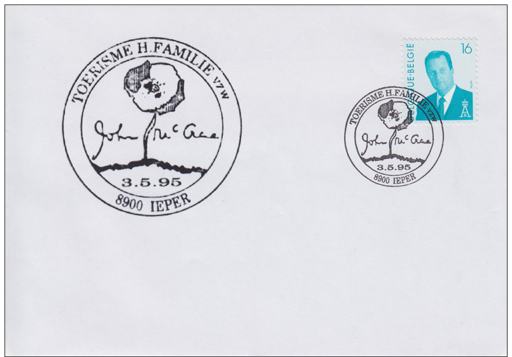 Enveloppe (1995-05-03, 8900 Ieper) - Signature De John McCrae Et Coquelicot - 04 - Andere & Zonder Classificatie